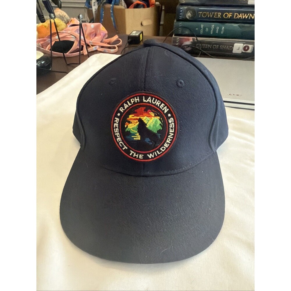 Polo Ralph Lauren Respect The Wilderness Hat Blue Wolf Strap Back One Size